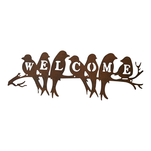 LVD Metal 61cm Welcome Sign Birds Door Hanger Home/Office Decor