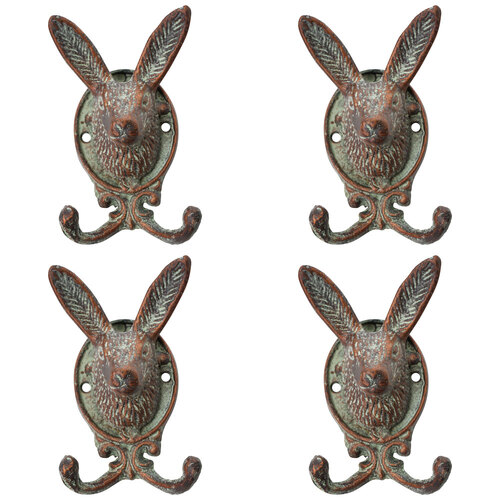 4PK LVD Metal Decorative Hook Rabbit Home Decor 14cm - Brown