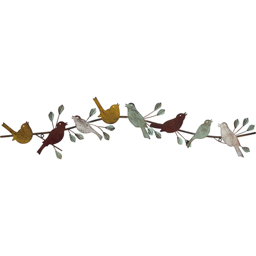 LVD Metallic Bird Row Garden Wall Art Home Decor 44x37cm