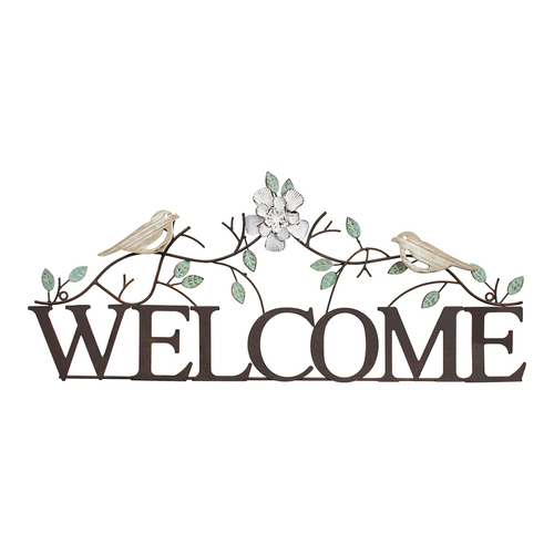 LVD Metal 66cm Welcome Sign Birds Door Hanger Home/Office Decor