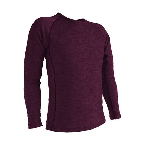 Wilderness Mens Long Sleeve Crew Neck Top Size 2XL Base Layer Thermal  Merlot