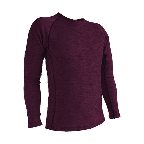 Wilderness Mens Long Sleeve Crew Neck Top Size L Base Layer  Thermal  Merlot