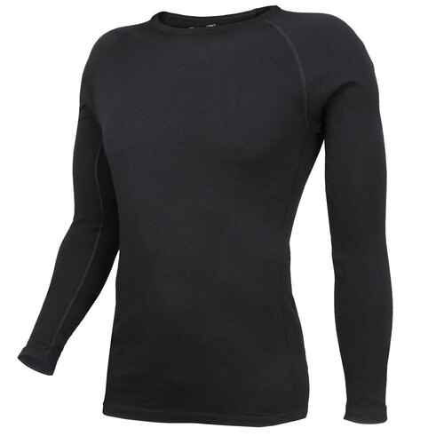 Wilderness Wear Mens Merino Max 260 Long Sleeve Crew Neck Top Black L