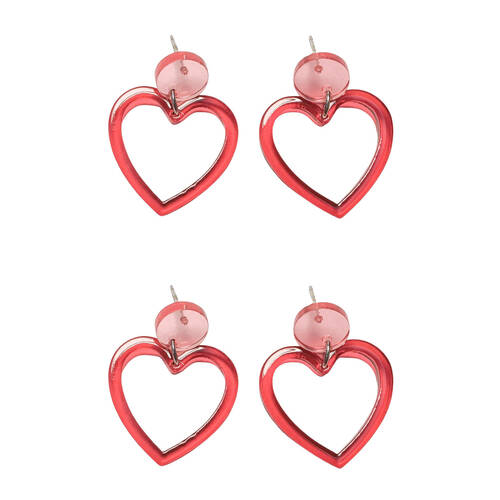 2PK Urban Pop Hearts Dangle Earrings Women's Jewellery Red