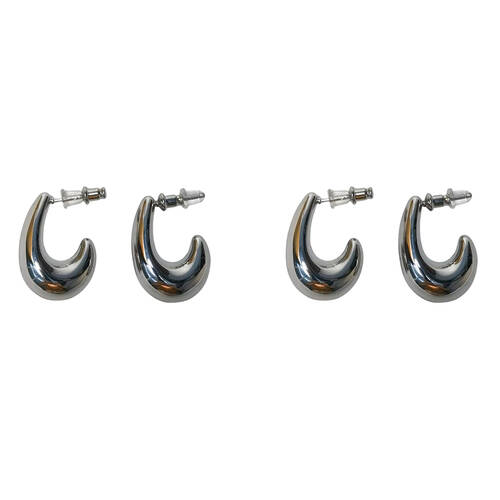 2PK Urban Bambi Hoop Earrings Women's Party Jewellery Silver