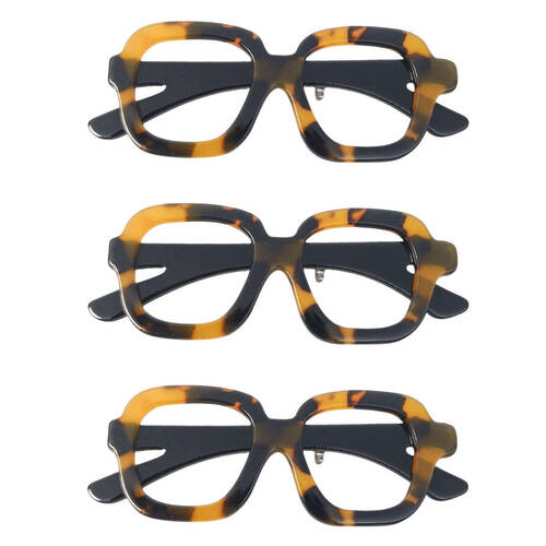 3PK Urban Resin Iris Glasses Brooch Pin Clip Accessory Tortoiseshell/Black