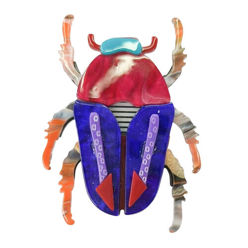 Urban Resin Iris Beetle Brooch Pin Clip Women's Accessory Blue