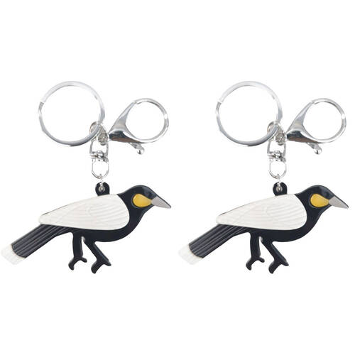 2PK Urban Resin/Metal Iris Magpie Keyring Bag Charm Accessory Black