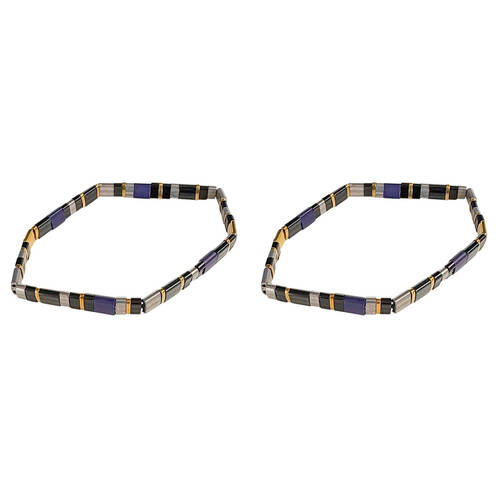2PK Urban Acrylic Journey Stretch Bracelet Women's Jewellery 16cm Midnight/Blue