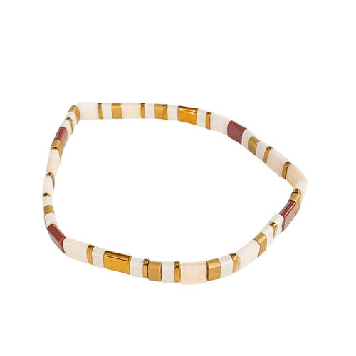 Urban Acrylic Journey Stretch Bracelet Women's Jewellery 16cm Bone/White