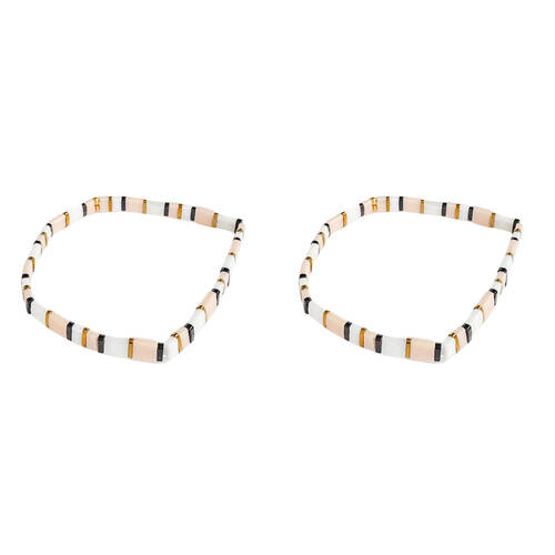 2PK Urban Acrylic Journey Stretch Bracelet Women's Jewellery 16cm Black/White