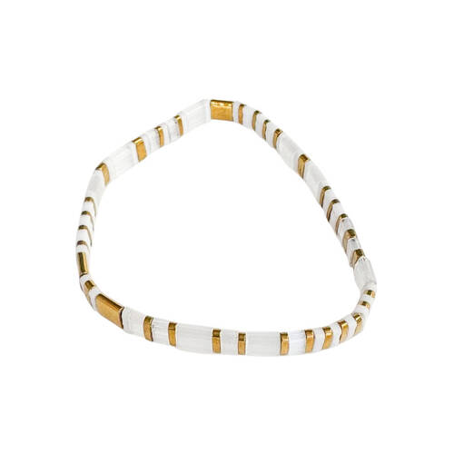 Urban Acrylic Journey Stretch Bracelet Women's Jewellery 16cm White/Gold