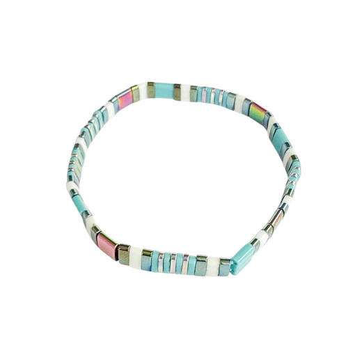Urban Acrylic Journey Stretch Bracelet Women's Jewellery 16cm Turquoise/Gold