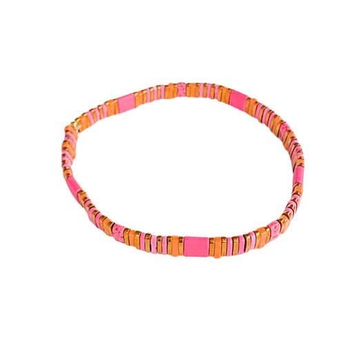 Urban Acrylic Journey Stretch Bracelet Women's Jewellery 16cm Fuscia/Gold