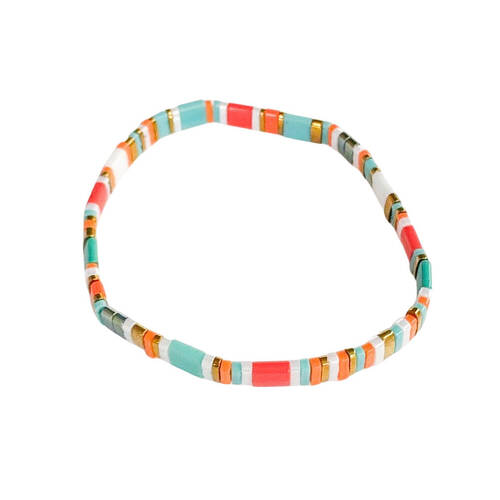 Urban Acrylic Journey Stretch Bracelet Women's Jewellery 16cm Turquoise/Orange