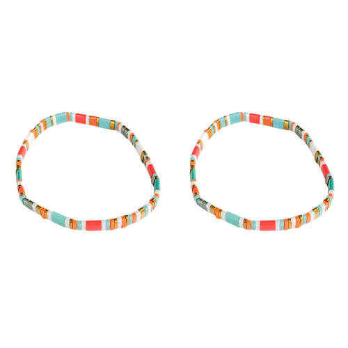 2PK Urban Acrylic Journey Stretch Bracelet Jewellery 16cm Turquoise/Orange