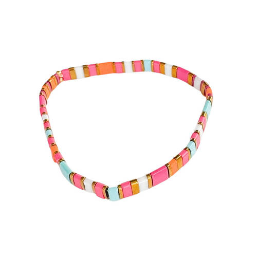 Urban Acrylic Journey Stretch Bracelet Women's Jewellery 16cm Fuscia/Orange
