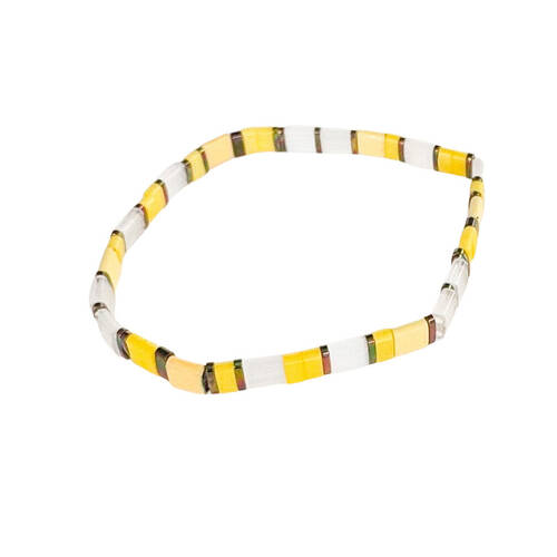 Urban Acrylic Journey Stretch Bracelet Women's Jewellery 16cm Yellow/White