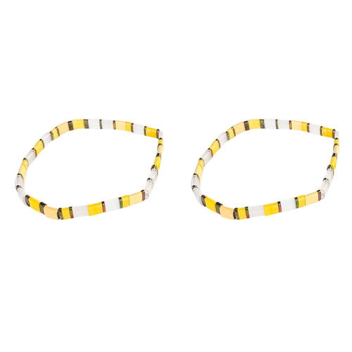 2PK Urban Acrylic Journey Stretch Bracelet Women's Jewellery 16cm Yellow/White
