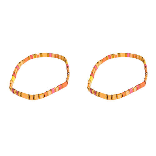 2PK Urban Acrylic Journey Stretch Bracelet Women's Jewellery 16cm Yellow/Mustard