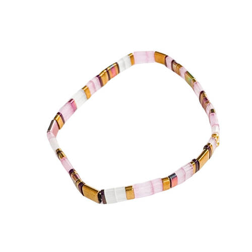 Urban Acrylic Journey Stretch Bracelet Women's Jewellery 16cm Mauve/Gold