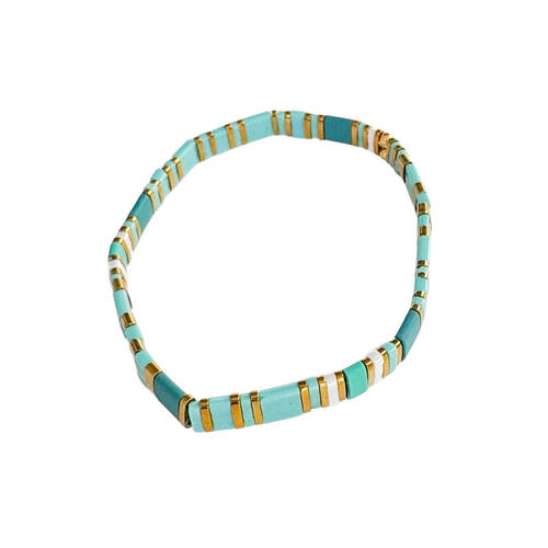 Urban Acrylic Journey Stretch Bracelet Women's Jewellery 16cm Turquoise/Gold