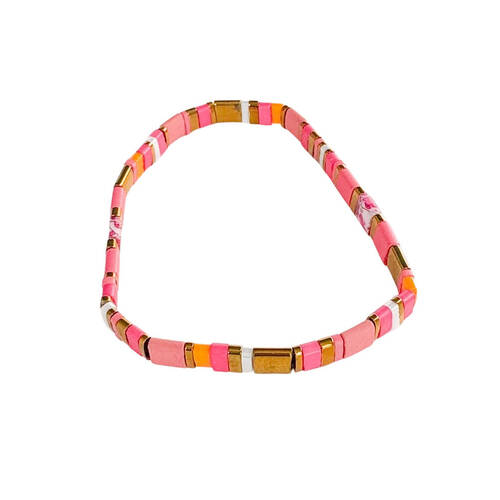 Urban Acrylic Journey Stretch Bracelet Women's Jewellery 16cm Watermelon/Gold