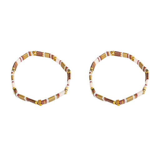 2PK Urban Acrylic Journey Stretch Bracelet Women's Jewellery 16cm Bronze/Gold