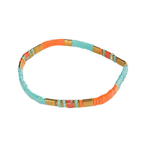 Urban Acrylic Journey Stretch Bracelet Women's Jewellery 16cm Turquoise/Gold