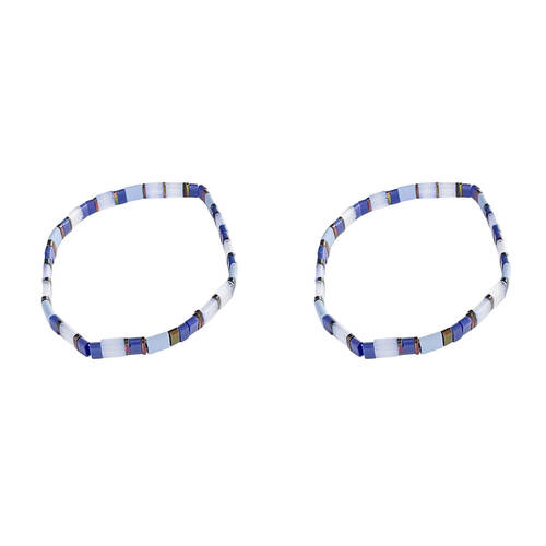 2PK Urban Acrylic Journey Stretch Bracelet Women's Jewellery 16cm Blue/Gold