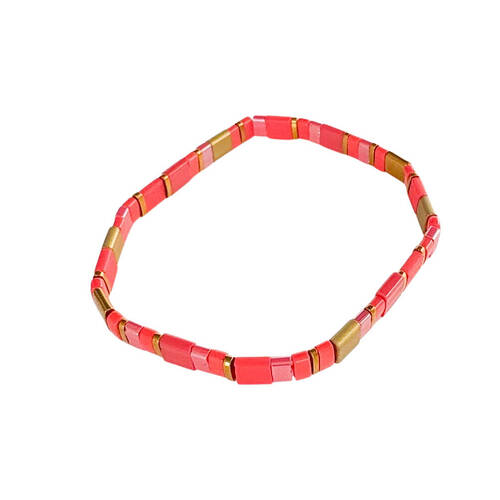 Urban Acrylic Journey Stretch Bracelet Women's Jewellery 16cm Coral/Gold