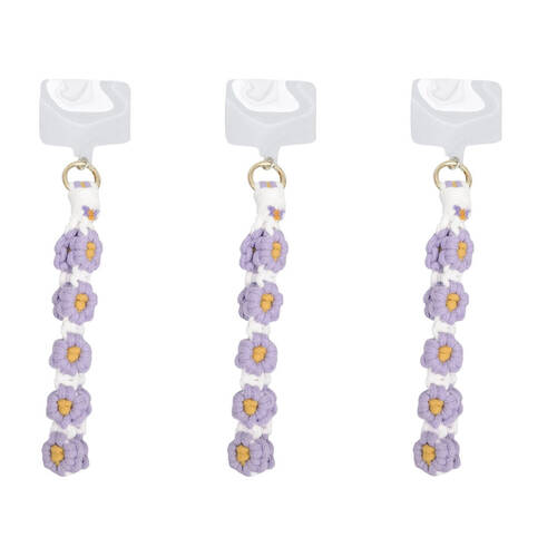 3PK Urban Daisy Universal Phone Wrist Strap Cord Accessory Purple/White