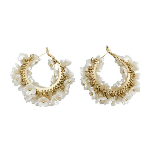 2pc Urban Zanzibar Sea Pearl Hoop Earrings Pair Women's Jewellery Gold