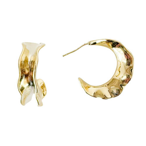 2pc Urban Zanzibar Abstract Hoop Earrings Pair Women's Jewellery Gold