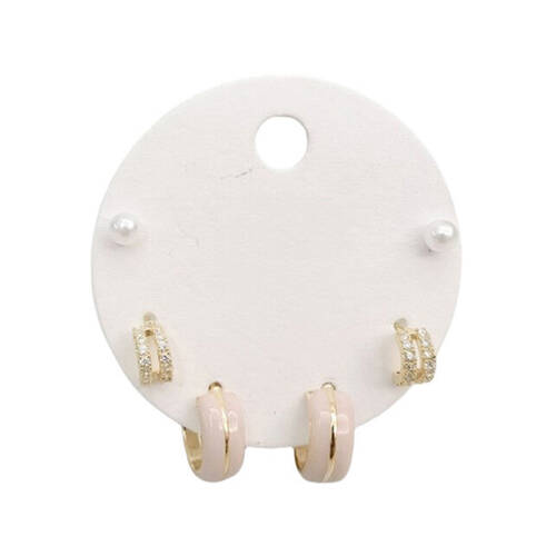 6pc Urban Petite Enamel Earrings Trio Set Women's Jewellery Pink/Gold