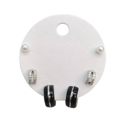 6pc Urban Petite Enamel Earrings Trio Set Women's Jewellery Black/Silver