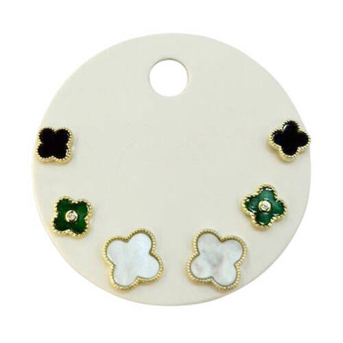 6pc Urban Petite Clover Earrings Trio Set Women's Jewellery White/Green