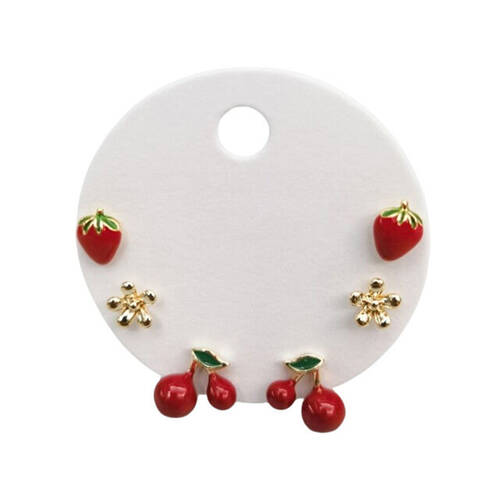 6pc Urban Petite Fruity Earrings Trio Set Women's Jewellery Red/Gold