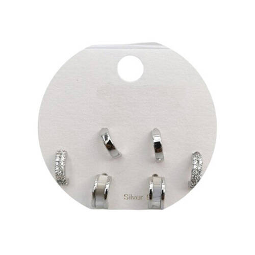 6pc Urban Petite Crystal Earrings Trio Set Women's Jewellery Silver