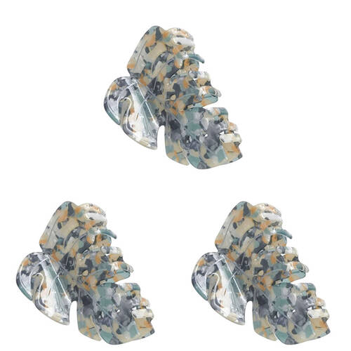 3PK Urban Acrylic Leaf Shaped Claw Clip Women's Hair Accessory Green