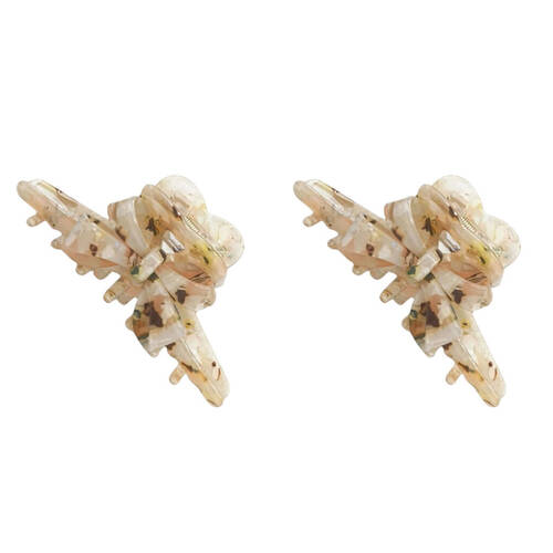 2PK Urban Acrylic Marble Bow Claw Clip Women's Hair Accessory Green/Beige