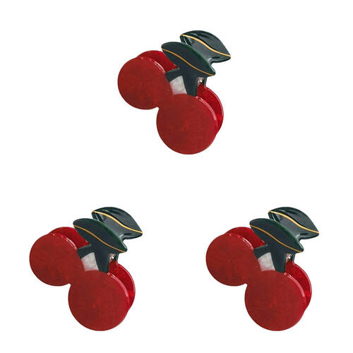 3PK Urban Acrylic Cherries Claw Clip Women's Hair Accessory Red/Green