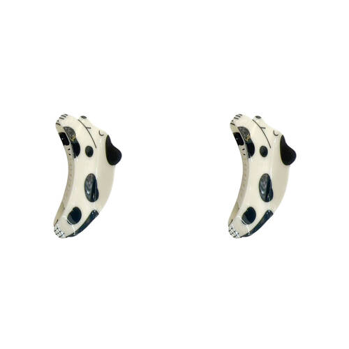 2PK Urban Acrylic Spotty Dog Claw Clip Women's Hair Accessory Black/White