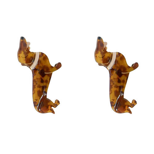 2PK Urban Acrylic Sausage Dog Claw Clip Women's Hair Accessory Tortoiseshell