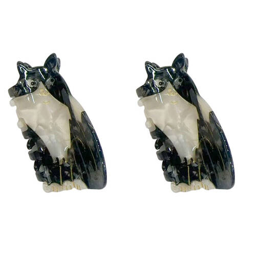 2PK Urban Acrylic Side Eye Cat Claw Clip Women's Hair Accessory Black//White