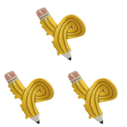 3PK Urban Acrylic Pencil Claw Clip Women's Hair Accessory Yellow/Yellow