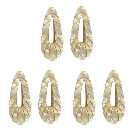 3x 2pc Urban Acrylic Tortoiseshell Wave Hair Clip Set Women's Accessory Cream
