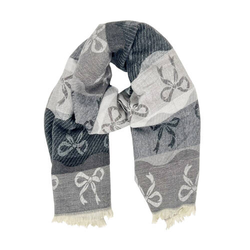 Urban Bow Scarf Womens Fashion Neck Wrap - Black Grey