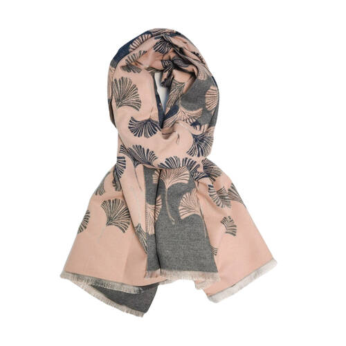 Urban Gingko Leaf Scarf Womens Fashion Neck Wrap - Pink