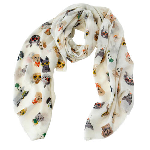 Urban Pooch Silk-Feel Scarf Women's Accessory 90x180cm White/Colourful